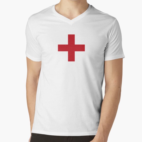 Crosses | Criss Cross | Swiss Cross | Hygge | Scandi | Plus Sign | Red and White | V-Neck T-Shirt