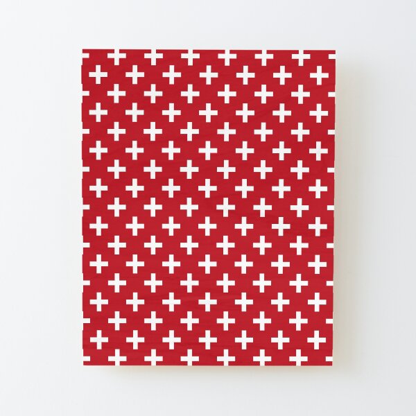 Crosses | Criss Cross | Swiss Cross | Hygge | Scandi | Plus Sign | Red and White | Wood Mounted Print