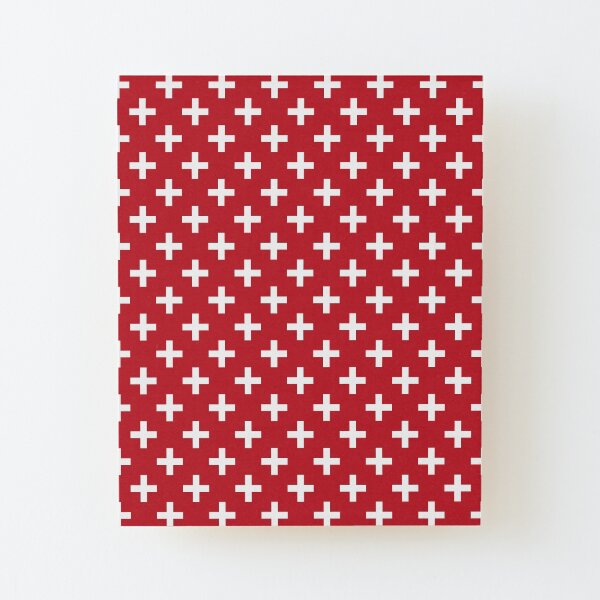 Crosses | Criss Cross | Swiss Cross | Hygge | Scandi | Plus Sign | Red and White | Wood Mounted Print