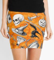Vintage Hand Drawn Halloween Mini Skirt