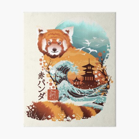 Ukiyo e Red Panda Art Board Print