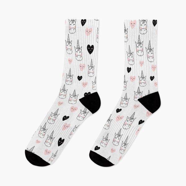 Item preview, Lovely Unicorns and Hearts - Pink, Black, Grey / Gray designed and sold by Pink Pineapple Works.