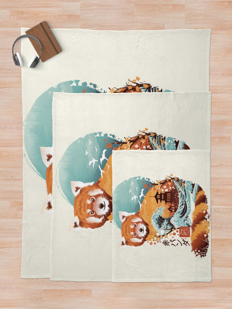 Alternate view of Ukiyo e Red Panda Throw Blanket