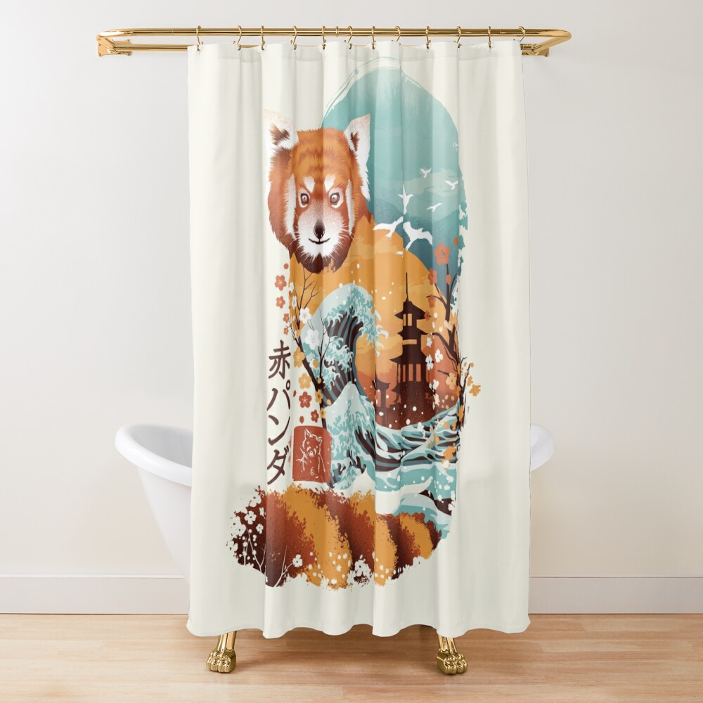 red panda shower curtain