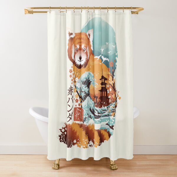 Ukiyo e Red Panda Shower Curtain