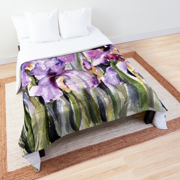 Iris Garden Watercolor Comforter