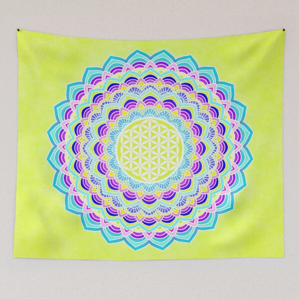 Aperçu de l'œuvre Fleur de vie (monde coloré) créée et vendue par Mandala Of Life.
