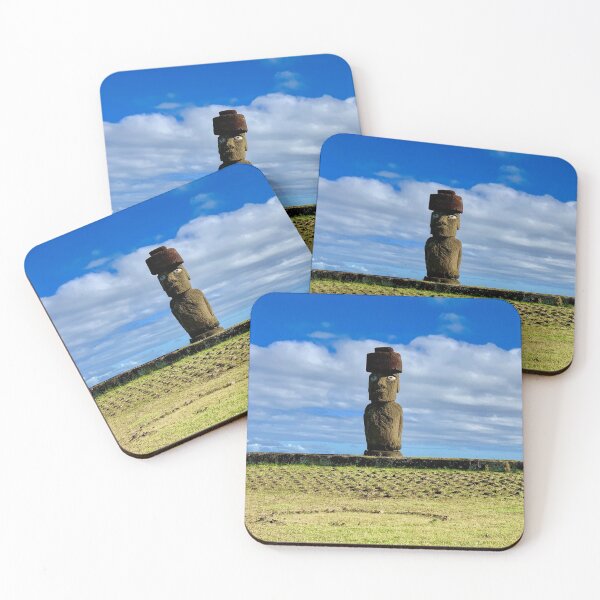 Item preview, Rapa Nui - top knot on Moai with coral eyes on Easter Island designed and sold by renprovo.