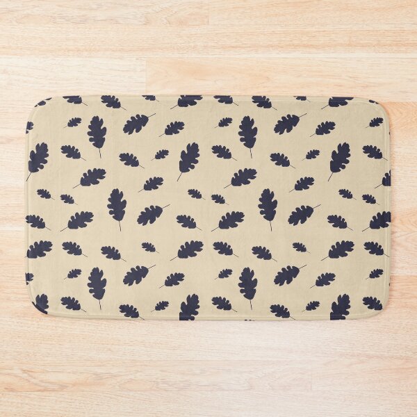 Item preview, Dark blue oak leaves pattern on beige background designed and sold by by-jwp.