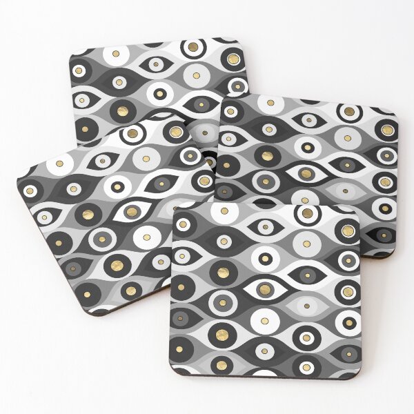Item preview, Evil Eye protection pattern grayscale and gold designed and sold by k9printart.