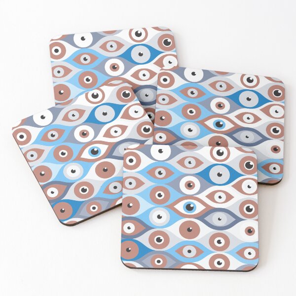 Item preview, Evil Eye protection pattern terracotta and blues designed and sold by k9printart.