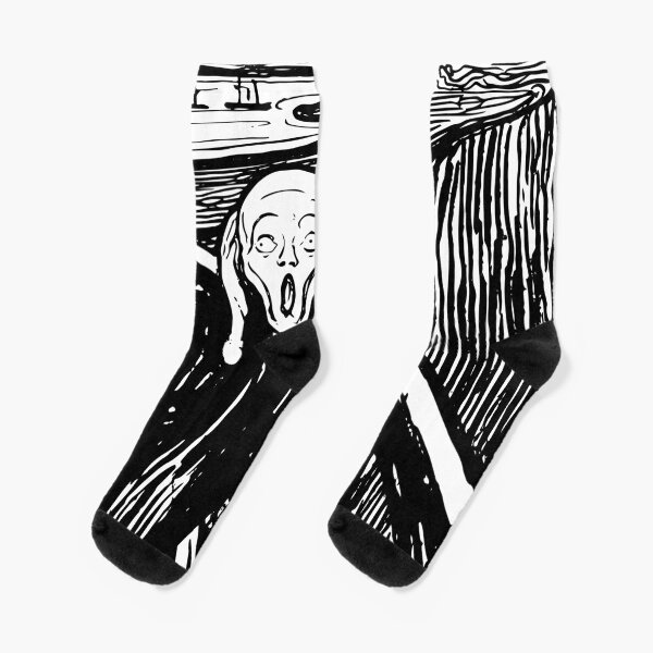 The Scream Edvard Munch 1893 Original lithography black and white engraving HD HIGH QUALITY ONLINE STORE Socks