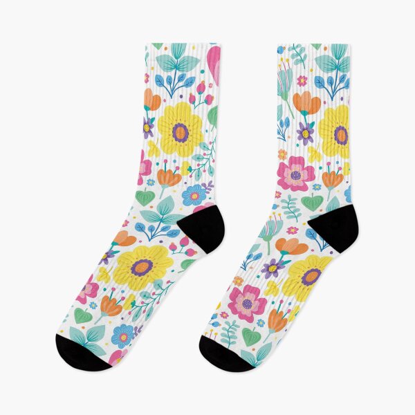 Item preview, Ditsy Spring Flowers in Bright Pastel Pink, Yellow, Blue, Orange, Teal designed and sold by Pink Pineapple Works.