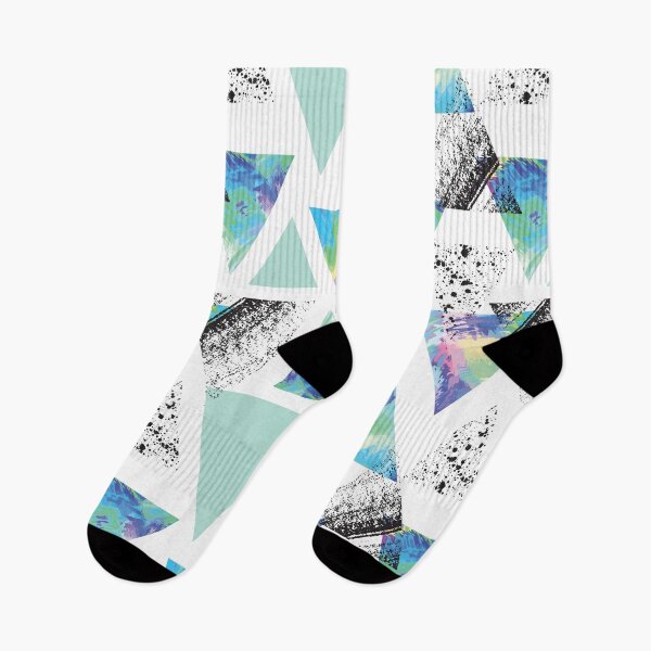 Item preview, New Wave Retro Tie Dye Swirl Purple Blue Green Black Geometric Triangles designed and sold by Pink Pineapple Works.
