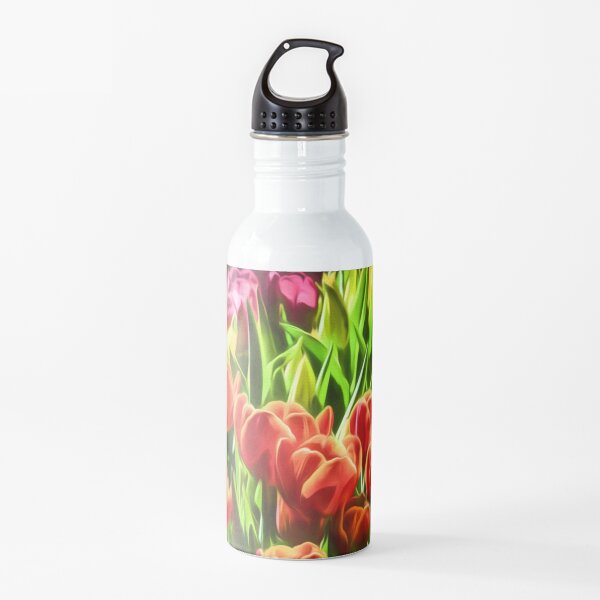Coloured Tulips (digital painting) Water Bottle