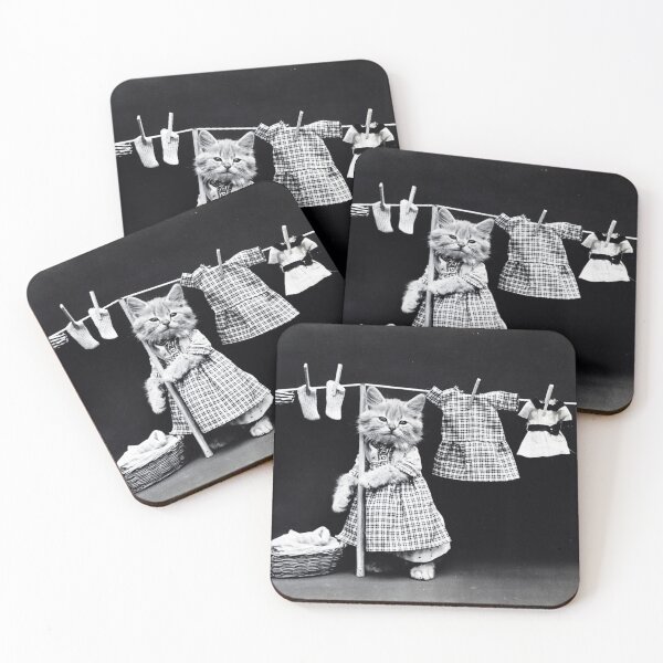 Item preview, kitten hanging out her washing designed and sold by Vintage Designs +.