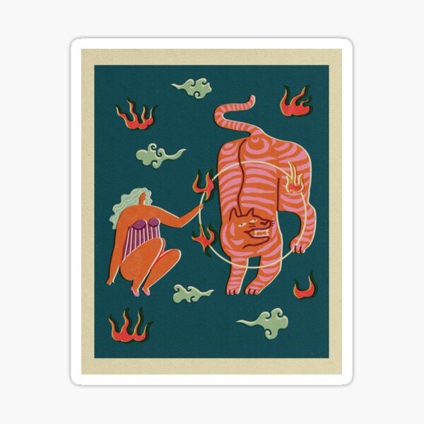 Tiger and girl Sticker