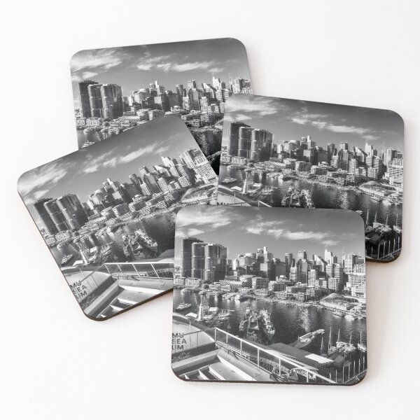 Item preview, Sydney City and Barangaroo View from Darling Harbour in Black and White designed and sold by Danielasphotos.