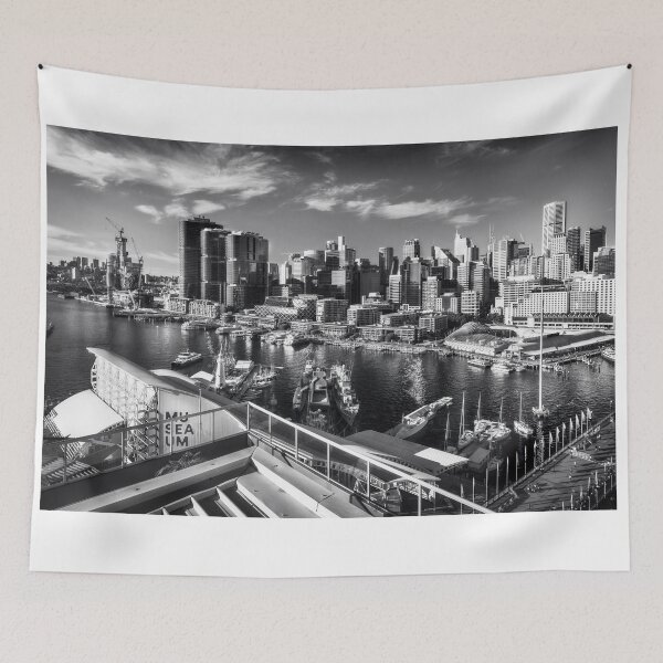 Item preview, Sydney City and Barangaroo View from Darling Harbour in Black and White designed and sold by Danielasphotos.