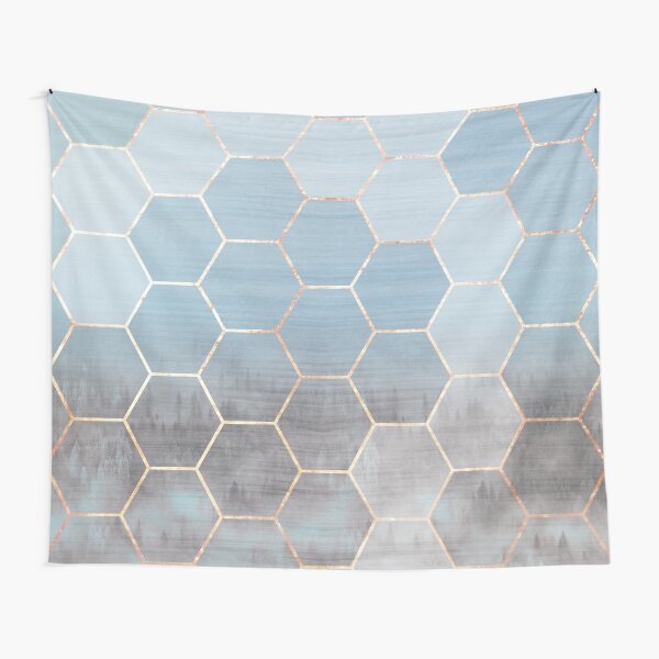 honeycomb winter scenery // blue & golden Tapestry