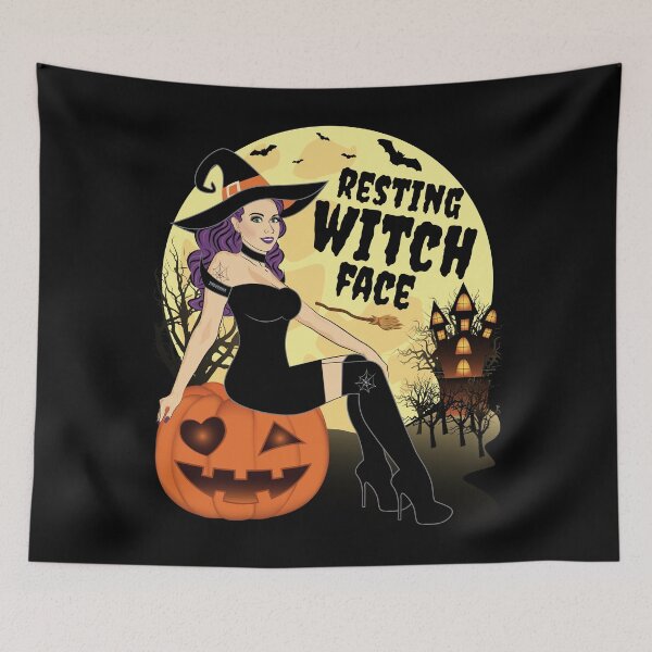 Item preview, Resting Witch Face Funny Halloween Witch with Pumpkin designed and sold by ZNOVANNA.