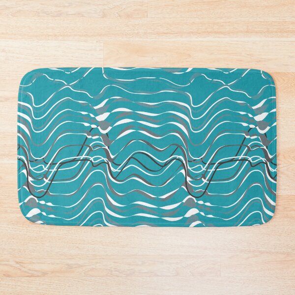 Item preview, dynamic gray waves on turquoise shapelines designed and sold by Marlene Wagenhofer.
