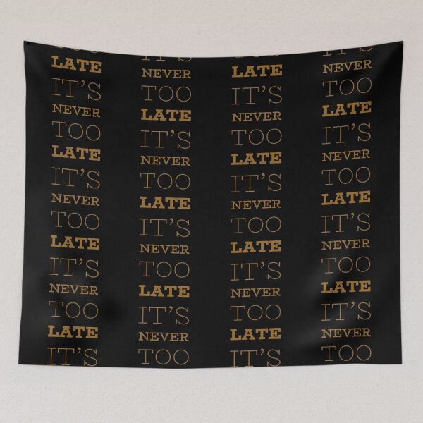 Item preview, Motivational Inspirational and Positive quote - Its never too late typography text art by Word Fandom - wordfandom designed and sold by Kerry Pritchard.