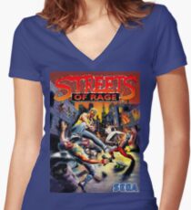 streets of rage 90s Women's Fitted V-Neck T-Shirt