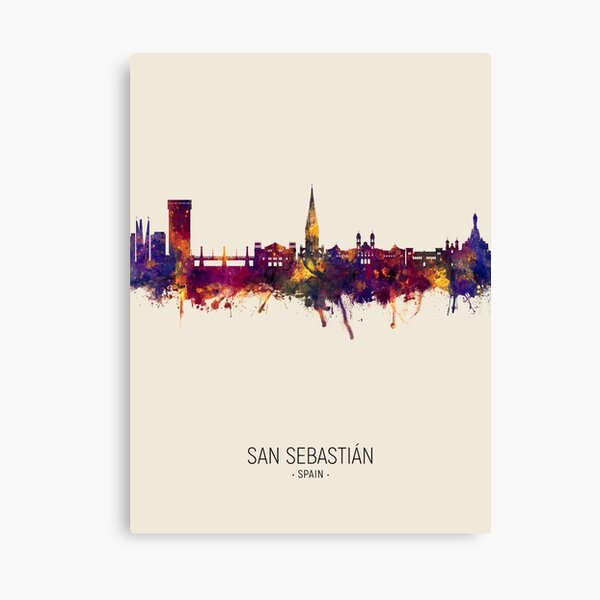 Vista previa del artículo con la obra «San Sebastian Spain Skyline», diseñado y vendido por ArtPrints.