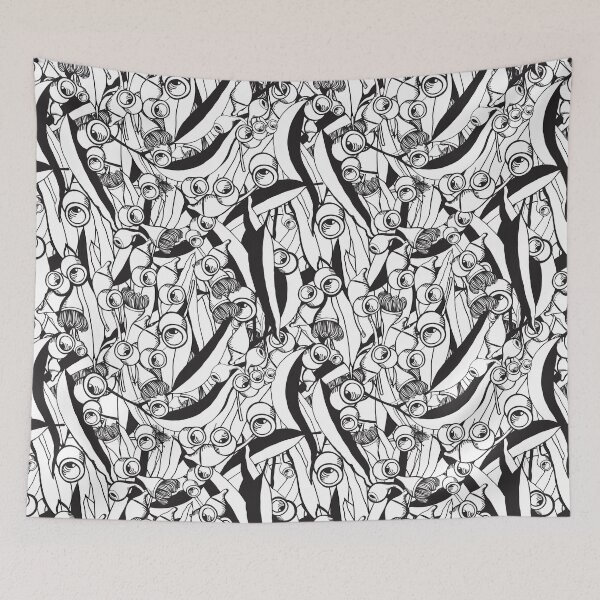 Item preview, Black And White Gumnut Eucalyptus Pattern designed and sold by Sketchbook Designs.