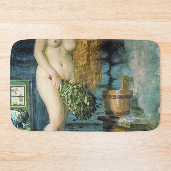 #Russian #Venus, Boris Kustodiev, Famous #Nude Painting (Nu) #RussianVenus Bath Mat