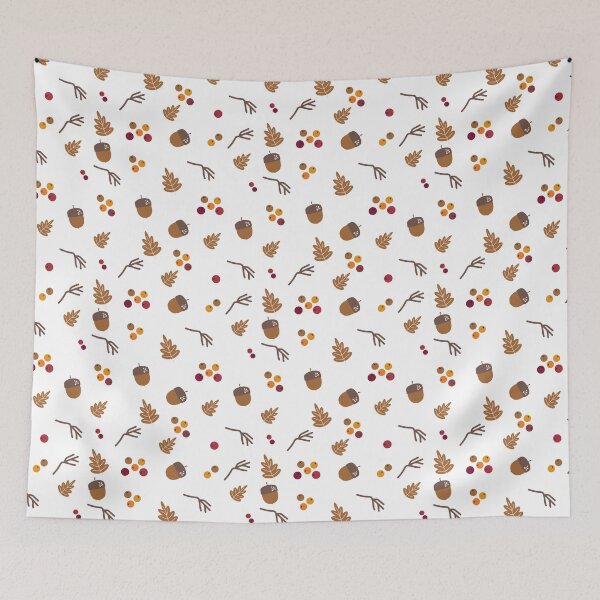 Item preview, Autumn Vibes Pattern: acorn, leaf, stick, rowanberry designed and sold by Magda Hanak.