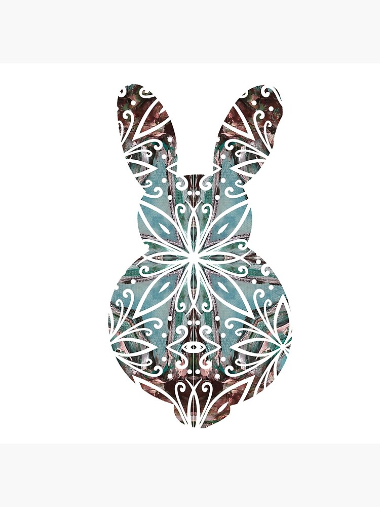 Mandala Rabbit Chocolate and Tuquoise by lyndseyart