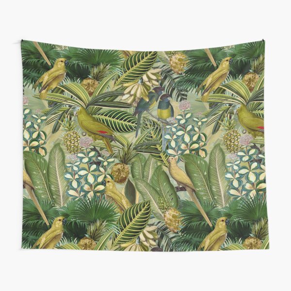 Item preview, Vintage Green Tropical Bird Jungle Botanical Night Garden Nightgarden designed and sold by UtArt.
