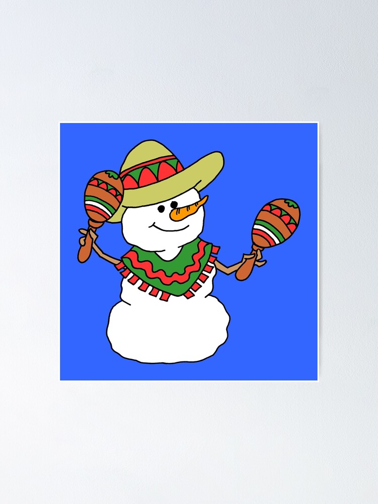 "Feliz Navidad Snowman Spanish Christmas Cartoon" Poster by jaycartoonist Redbubble