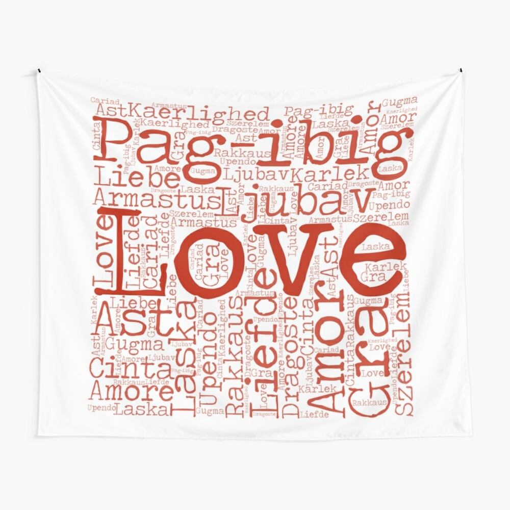 Tela Decorativa Palabra Amor En Diferentes Idiomas Nube De Palabras De Atevern Redbubble