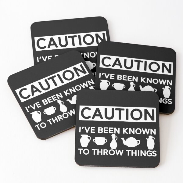 Funny Ceramics Pottery Potter Handmade Clay Pot Maker Coasters (Set of 4)