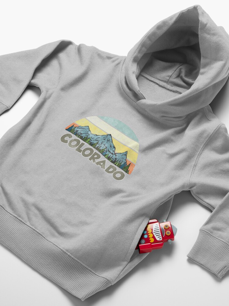 Alternate view of Vintage Colorado Rocky Mountains Retro Sunset Toddler Pullover Hoodie