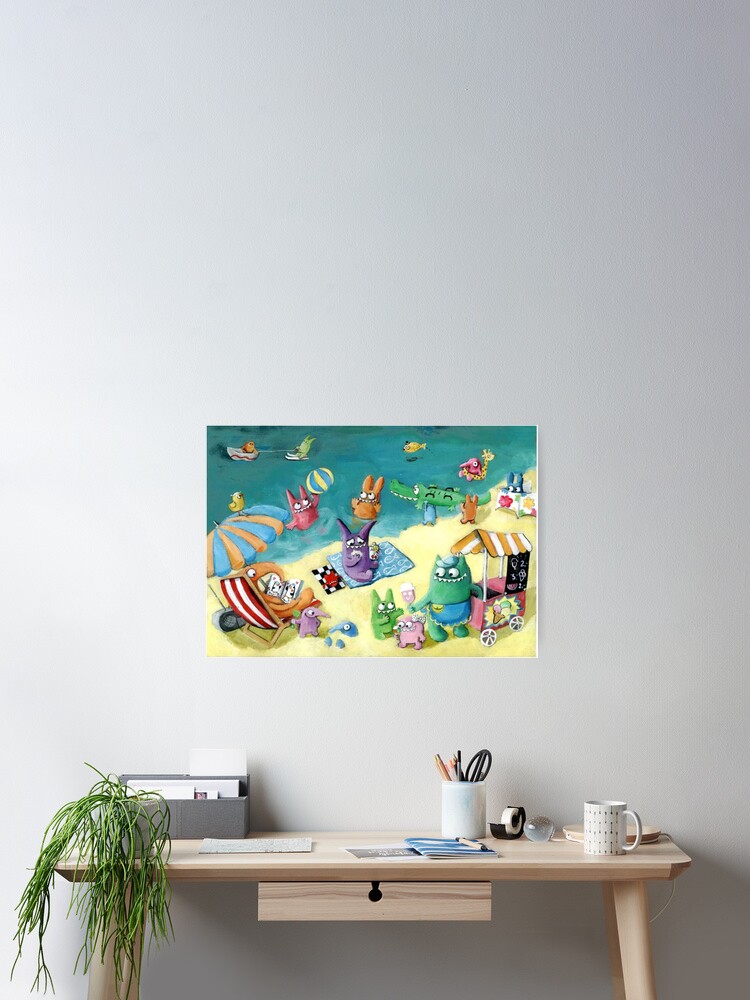 Thumbnail 1 of 3, Poster, Monster Summer Time on the Beach designed and sold by colonelle.
