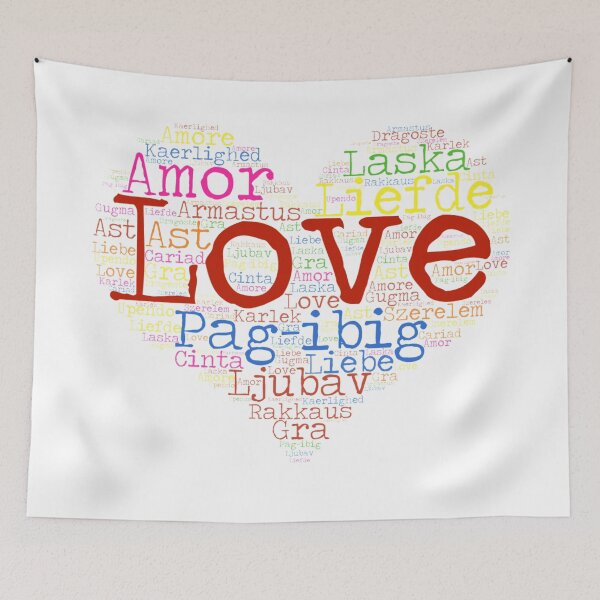 Item preview, rainbow colorful word love in different language word cloud designed and sold by atevern.