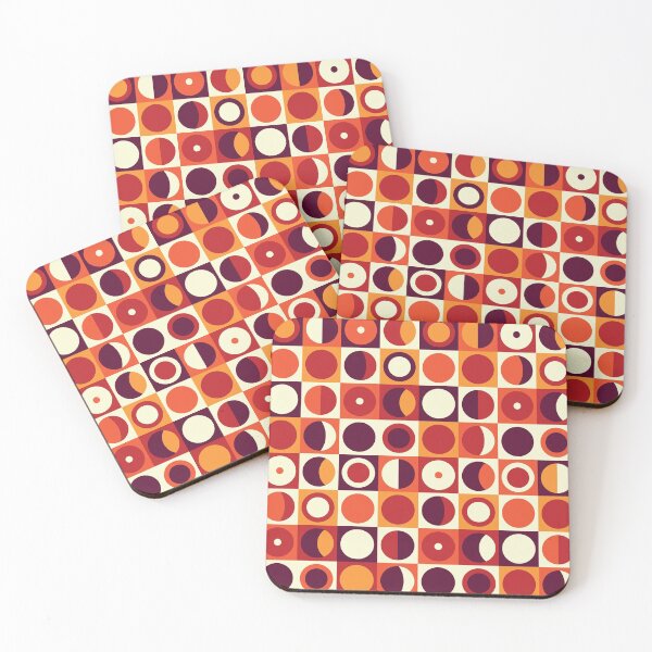 Orangy 70s pattern Coasters (Set of 4)