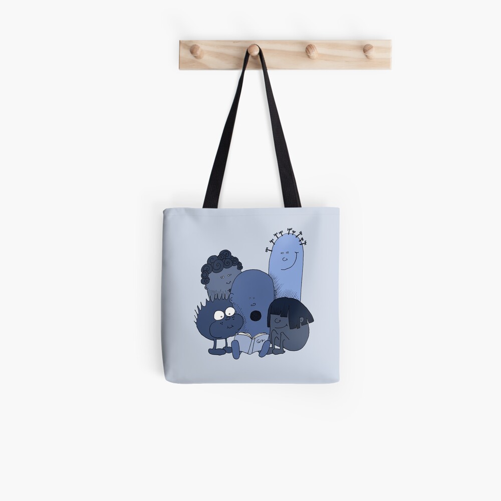 Blue beans reading Tote Bag