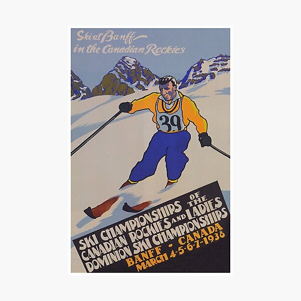 Item preview, Banff Canada Vintage Ski Poster designed and sold by vintagevivian.