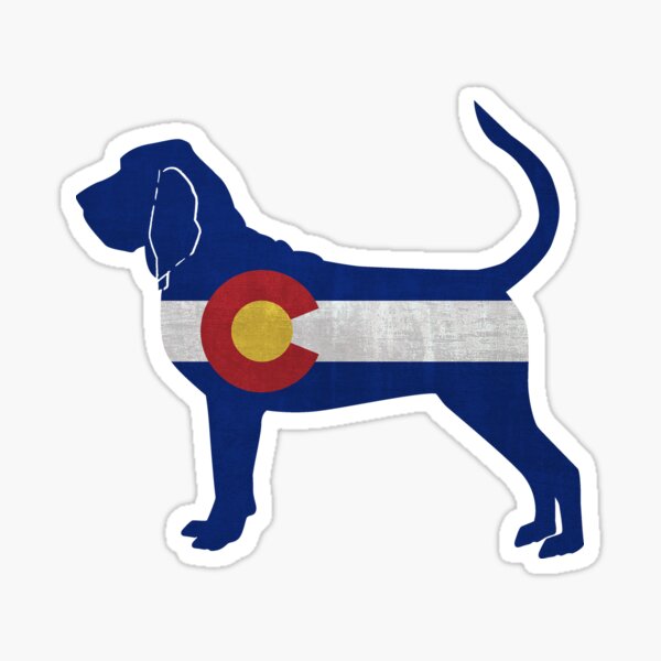 Bloodhound Dog Breed Silhouette Filled with Colorado Flag Sticker