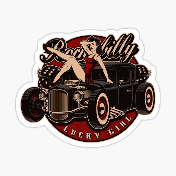 Pegatina «rockabilly Hot Rod Pin Up De Blackrain1977 Redbubble