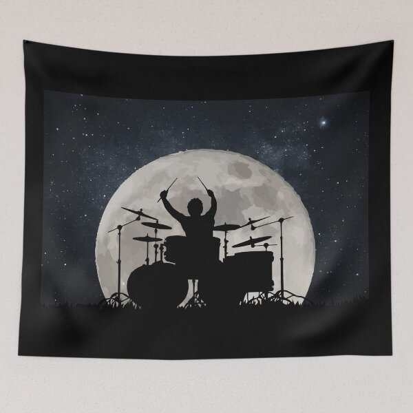 Item preview, Drummer Playing Drums In Moon Space Solar System designed and sold by mrsmitful.