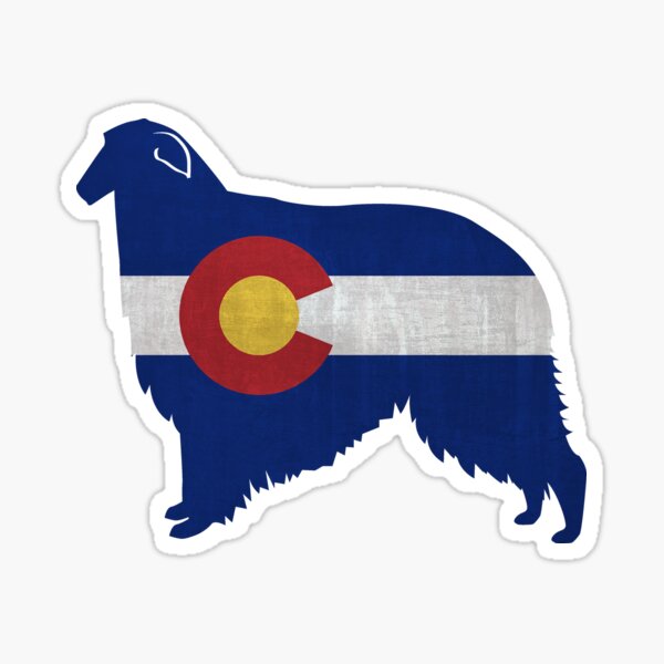 Borzoi Dog Breed Silhouette Filled with Colorado Flag Sticker