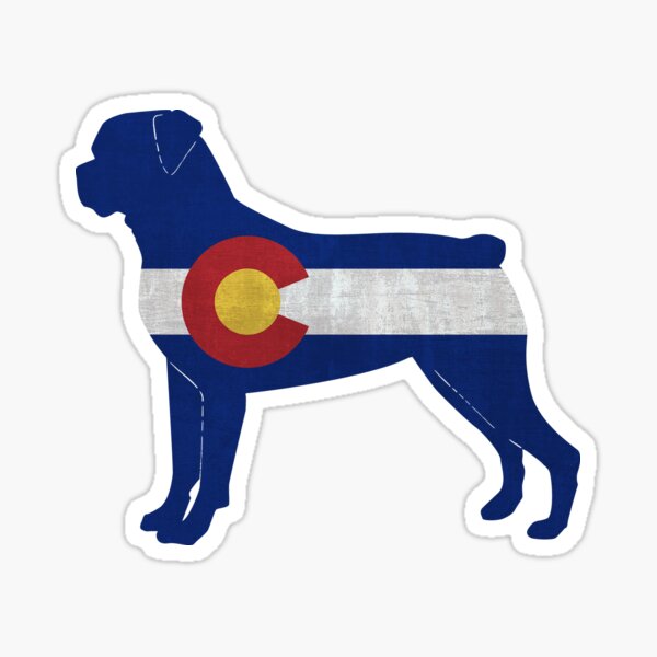 Rottweiler Dog Breed Silhouette Filled with Colorado Flag Sticker