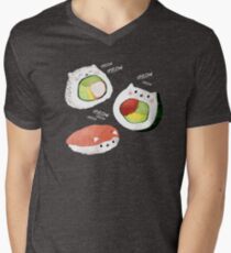 Cute Sushi Rolls T-Shirt mit V-Ausschnitt