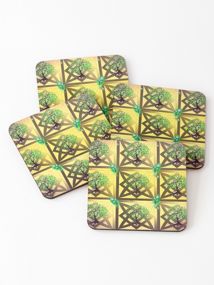 Thumbnail 1 of 5, Coasters (Set of 4), Celtic Tree Pattern designed and sold by RoxanneG.